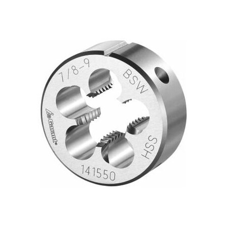 Garant 7/8in-9 HSS Round Die, for Whitworth Threads to BSW Standards, Closed/Pre-Slit Form 141550 W7/8
